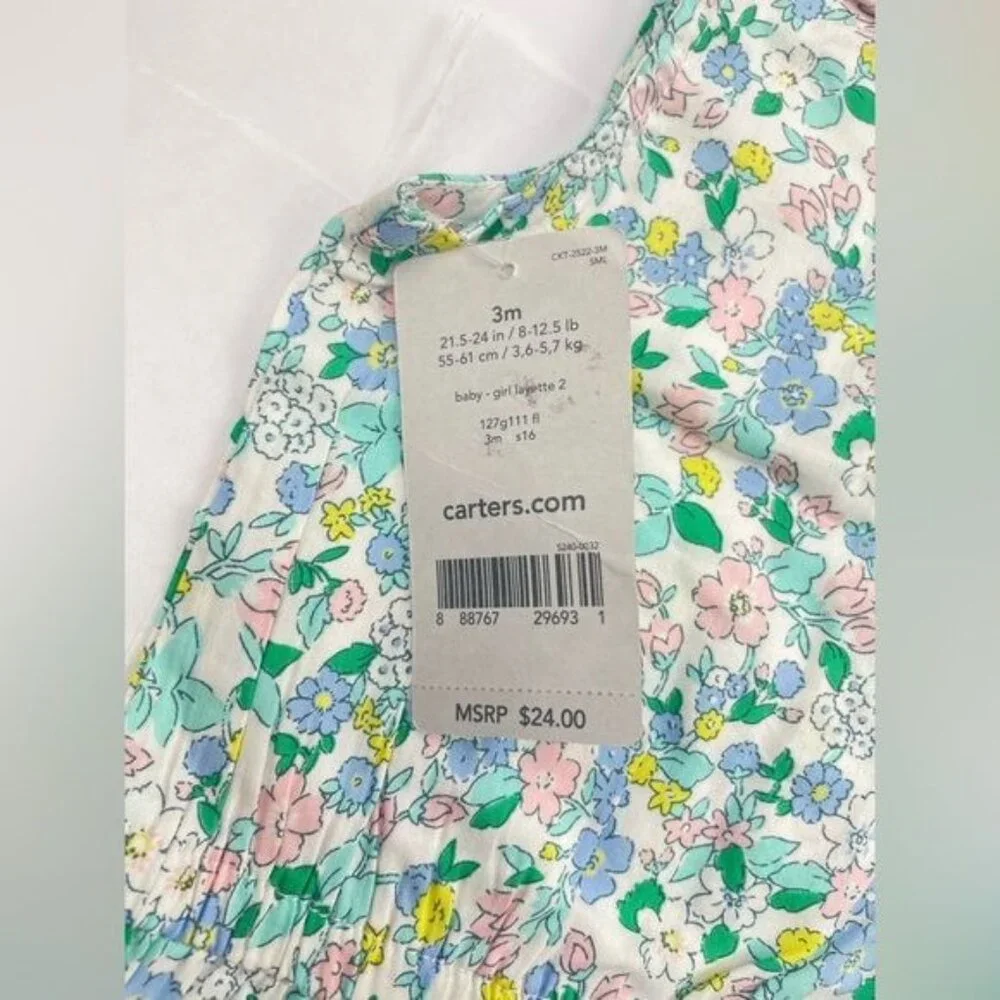Carters Baby Girl Romper Outfit Floral 3 Months New